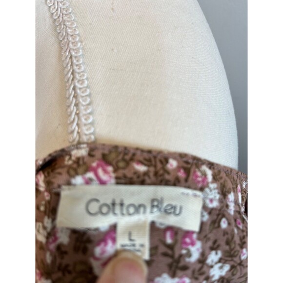 Cotton Bleu Women's Size L  Blouse Flower Ruffle Sleeves Pullover Polyester Top - Picture 8 of 8